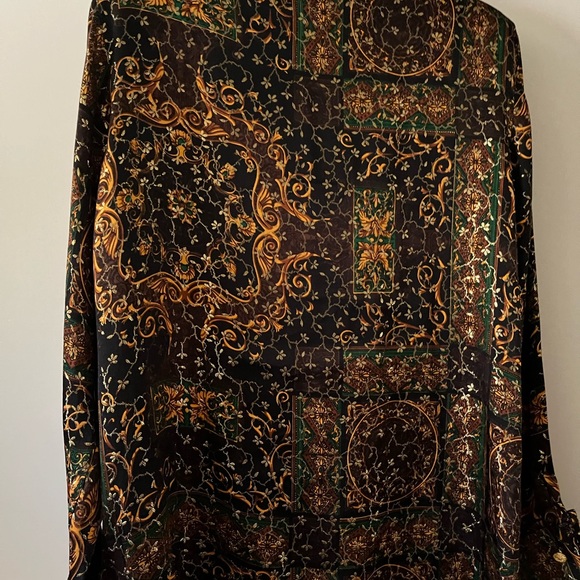 Paolo Santini Vintage Sz S 1980s Silk blouse with Metallic gold thread. - Picture 8 of 10